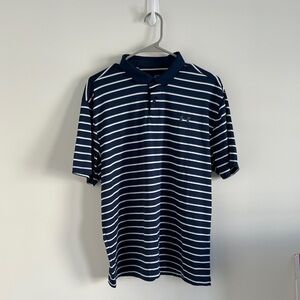 Under Armour Striped Polo in Navy and White